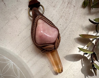 Tangerine Aura Quartz and Thulite Necklace