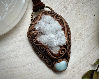 Apophyllite Cluster and Larimar Necklace