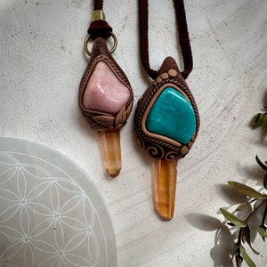 Tangerine Aura Quartz and Thulite Necklace image 9