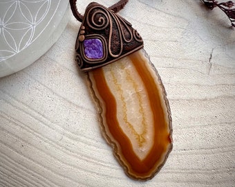 Agate and Charoite Necklace