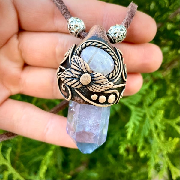 Tanzanite Aura Quartz Moonstone Necklace