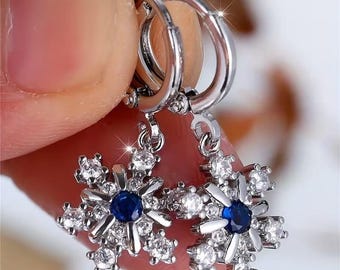 Blue Sapphire Moissanite Drop and Dangle Earring in 925  display picture 1