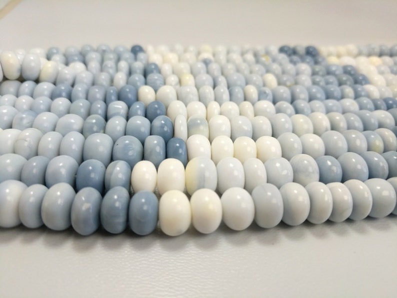 Blue Opal Beads,Natural Blue Opal Smooth Beads,Amazing Quality Blue Opal Rondelles Gemstone Beads,10 mm,Size 16 Inches Strand