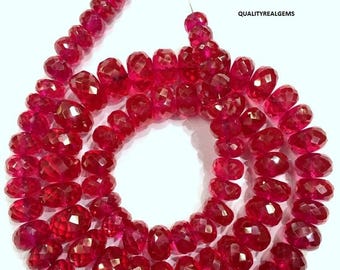 Extremely Beautiful~~Ruby Corundum Faceted Rondelle Beads 6-8 MM Ruby Gemstone Beads Ruby Necklace Ruby String Top Quality Ruby Beads.