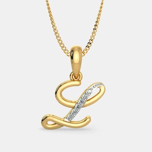 Colgante con la letra "L" de Liham en plata de ley 925, colgante con la letra L del alfabeto tachonada de circonitas en baño de oro de 18 k.