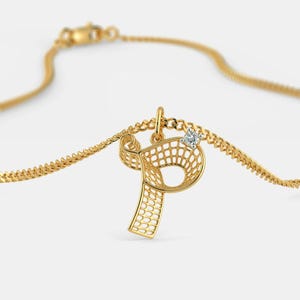 Colgante con la letra "P" en plata de ley 925, popular colgante con el alfabeto de la letra P tachonado con un solo circón.
