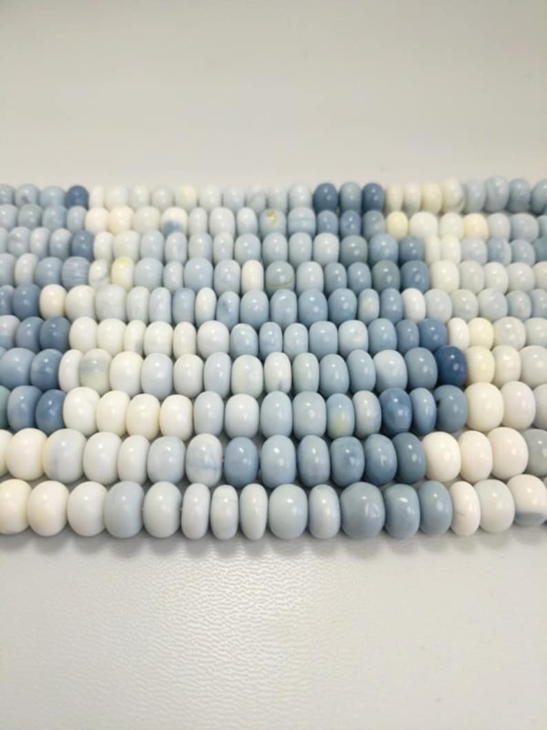 Blue Opal Beads,Natural Blue Opal Smooth Beads,Amazing Quality Blue Opal Rondelles Gemstone Beads,10 mm,Size 16 Inches Strand