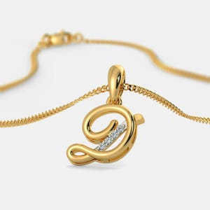 Colgante con la letra "D" de Liham en plata de ley 925, colgante con el alfabeto de la letra D tachonado de piedra de circón en baño de oro de 18 k.