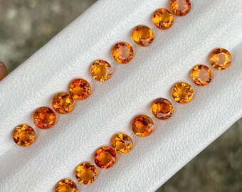 20 Pcs Lot 6 mm Genuine orange lab sapphire Round Cut Certified Loose Gemstone, Loose Orange sapphire Gemstone For Jewellery Making.
