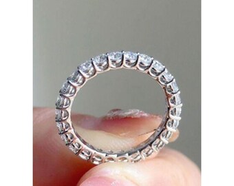 925 Sterling Silver Lab Grown Diamond Eternity Her Band Ring, Best Gift For Her.