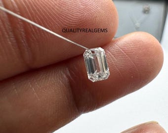 10 Pieces Lab Grown Emerald Cut Diamond, Drilled White Color Emerald Cut Lab Grown Diamond For Necklace Bracelet Jewelry, Size 6x4MM.