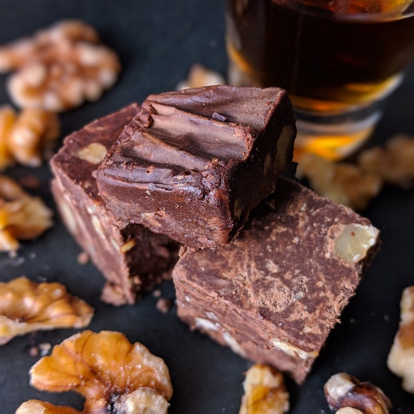 Rum Fudge | Alcohol Zinged™ Infused Dark Chocolate Gourmet Fudge - Edible Gifts for Him - No Buzz Treats