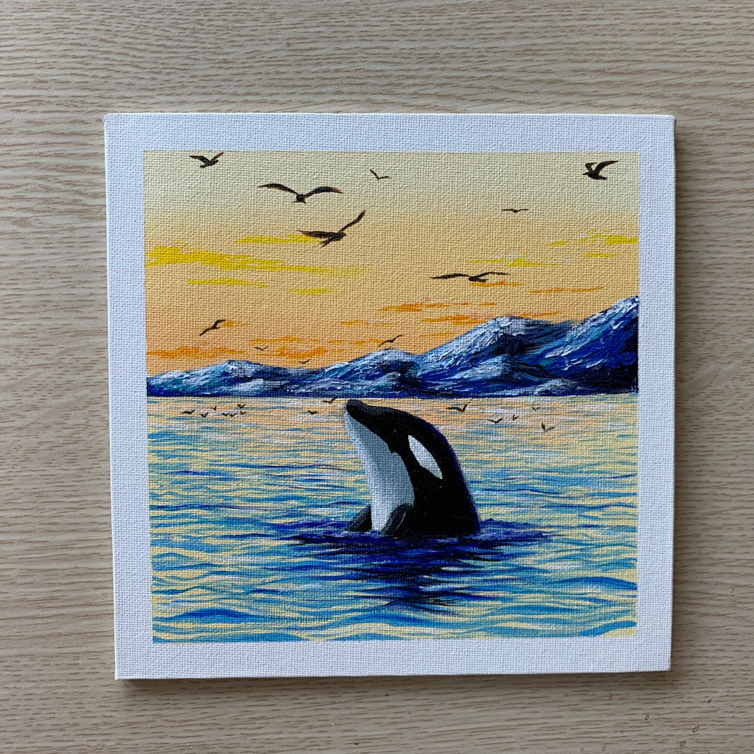 Easy Dolphin Sunset Seascape Acrylic Painting #061 - Etsy