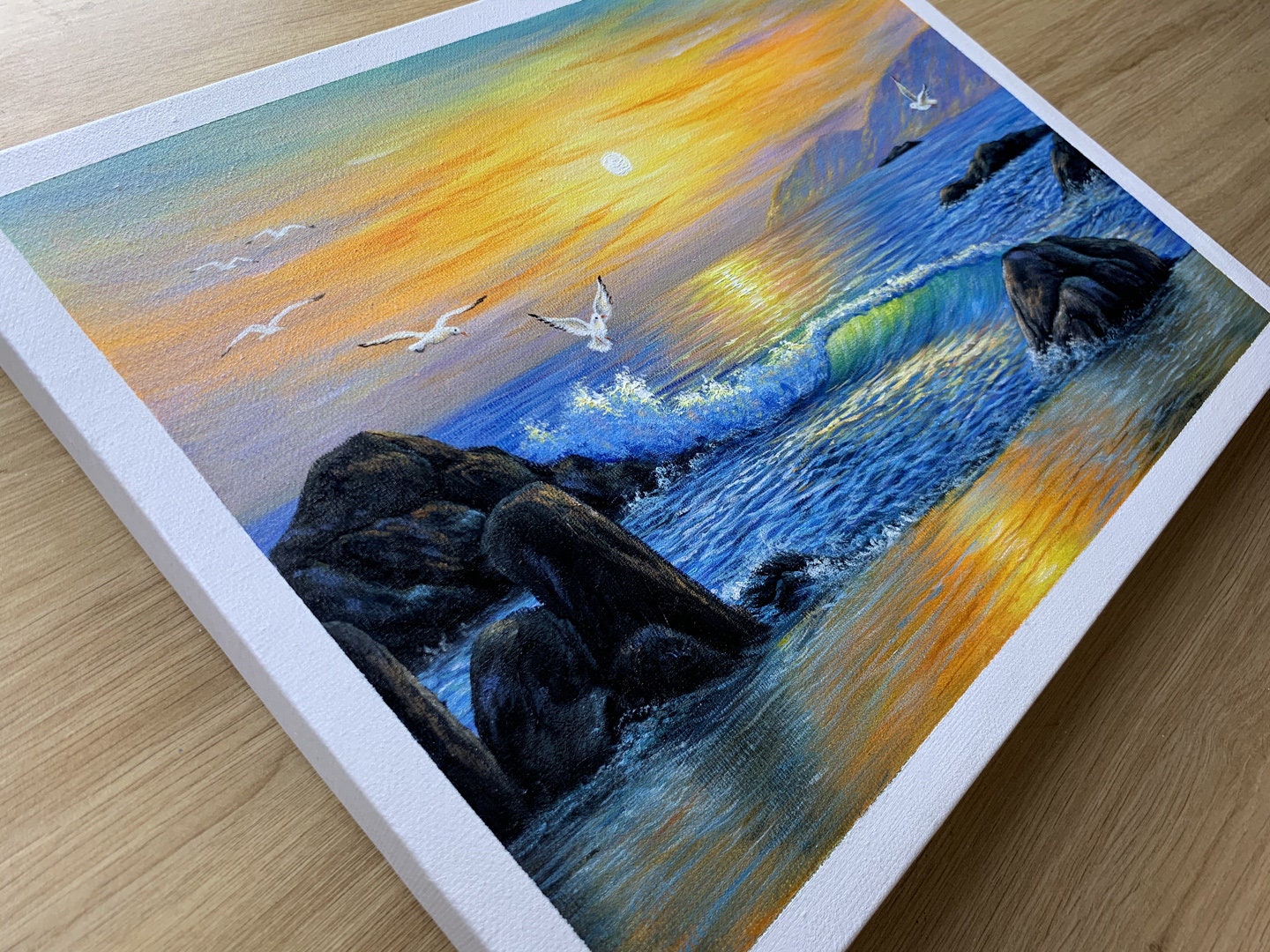 Daily Art #012 / Acrylic / Sunrise Over the Sea Painting - Etsy