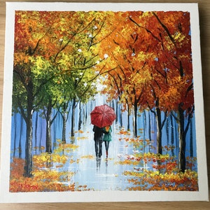 Daily Challenge #21 / Acrylic / Cotton Swab Art / COUPLE Walking in the RAIN Painting