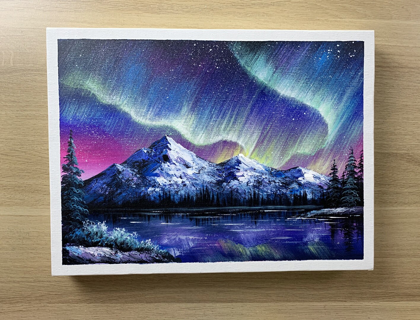 Following A Bob Ross Painting/ 3 Color Painting Challenge/Easy snowy winter  scenery painting 