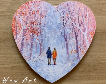 How to Draw Couple Walking in Snow / Acrylic Painting #363