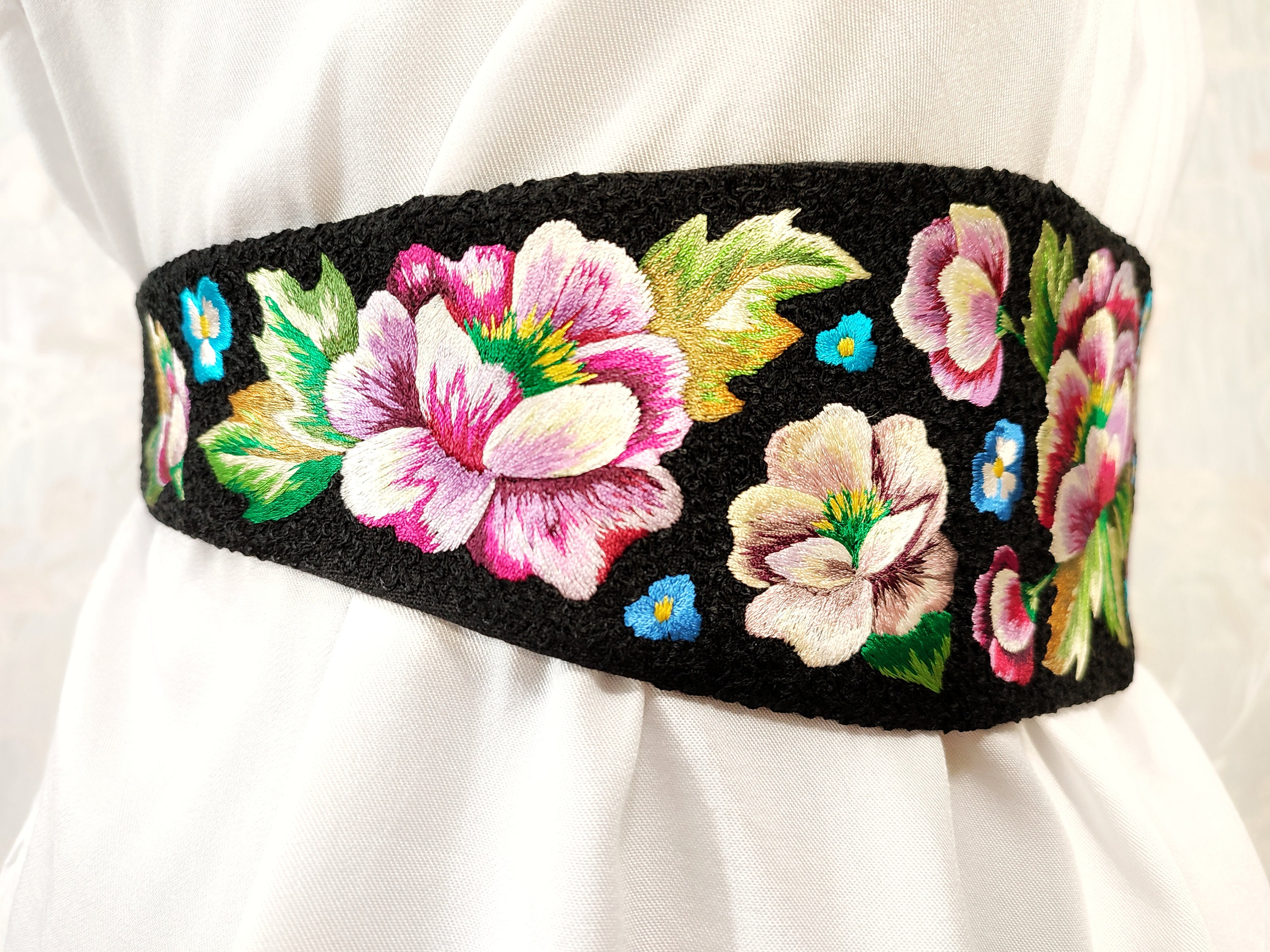 Mexican wedding belt Handmade embroidered belts for women Wide Etsy