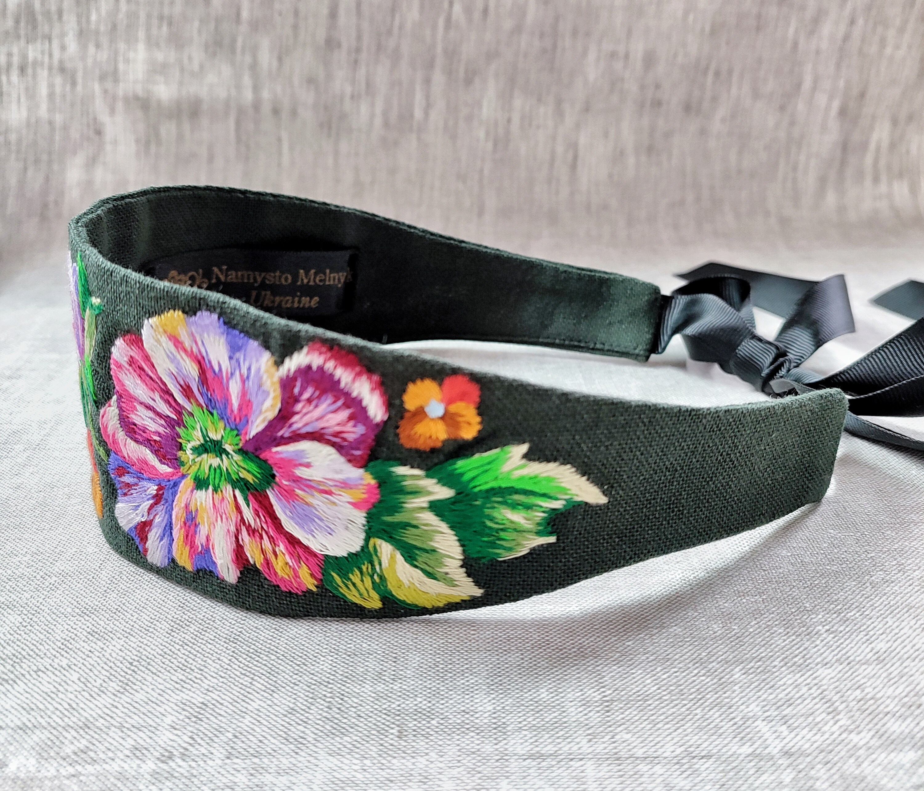Handmade embroidered headbands for women Floral hairband Wide Etsy