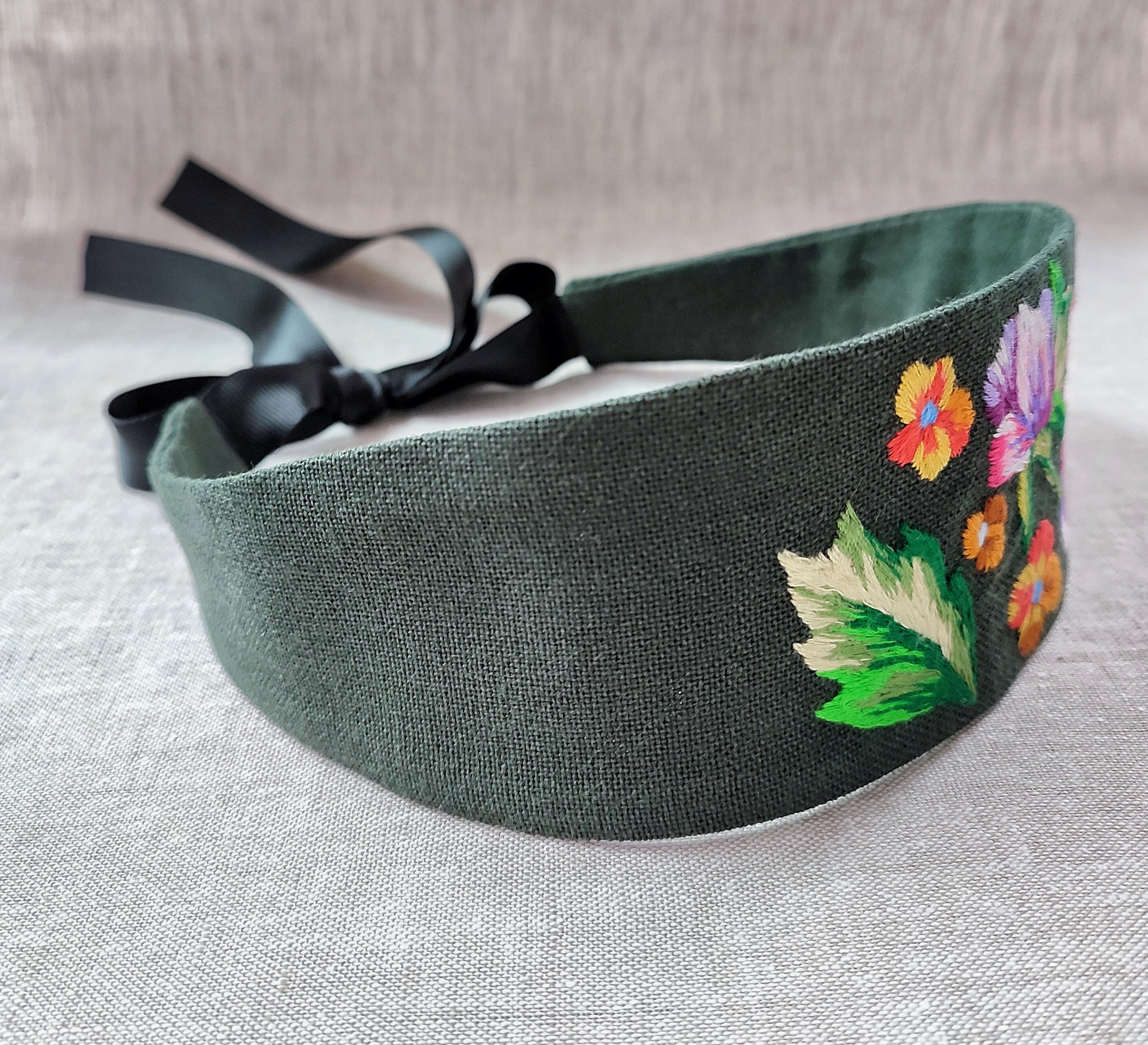 Handmade embroidered headbands for women Floral hairband Wide Etsy