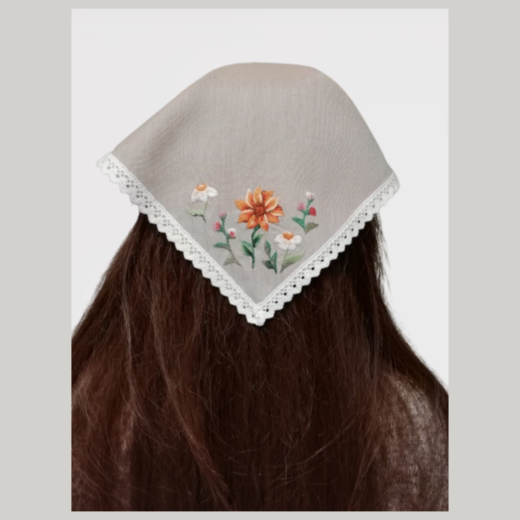 Cottagecore floral hair bandana Embroidered triangle head Etsy