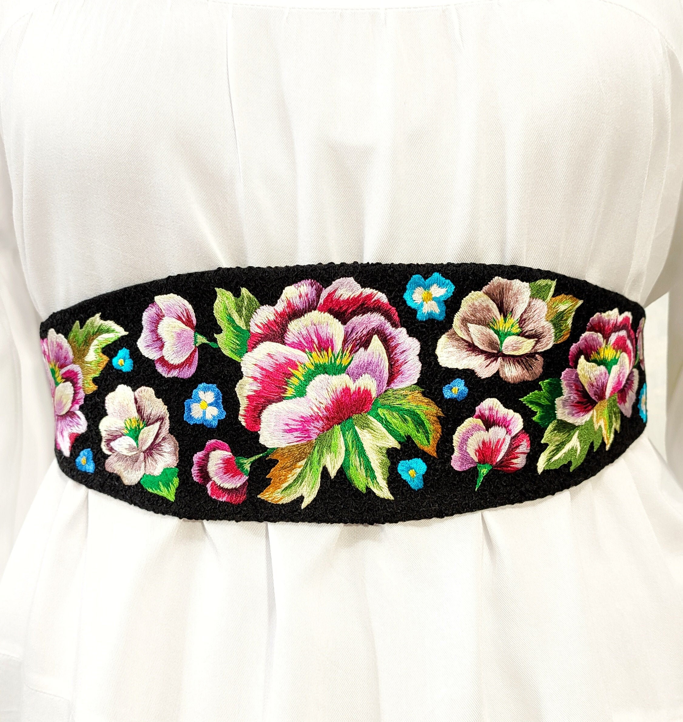 Mexican wedding belt Handmade embroidered belts for women Wide Etsy
