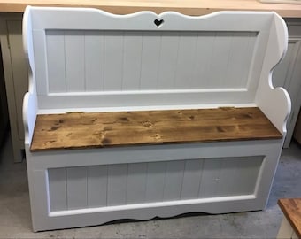 Shabby Chic Monks Bench / Pew with storage
