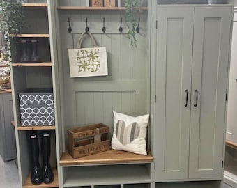 Boot Room/Hall bench real new real wood 180cm wide & just 35cm deep great for narrow space hallway cloakroom furniture Kent showroom