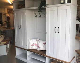 Boot Room Store Hall Storage, Solid Pine Mud Room Bench, Kent Furniture Showroom