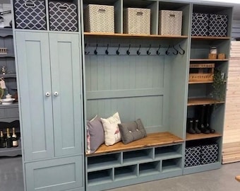 Hall mud room bench /boot shelf cupboard shoe storage etc handmade furniture