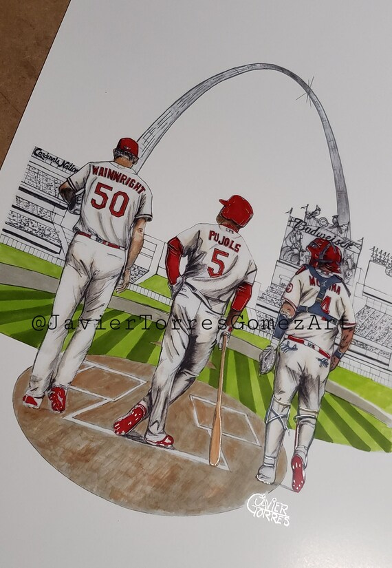 Wainwright Pujols & Yadier Molina Artwork Print -  Norway