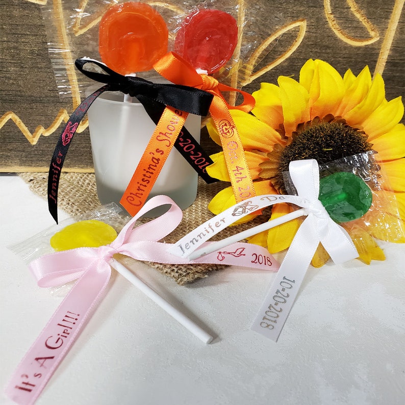 SET OF 150 12 Pre-Cut Double Faced Satin Hand Pressed Heat Printed Foil Ribbon Favors Bridal Shower Baby Shower Wedding All Occasions