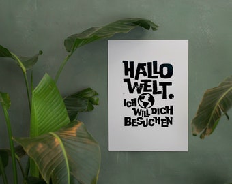 Linoldruck "Hallo Welt"