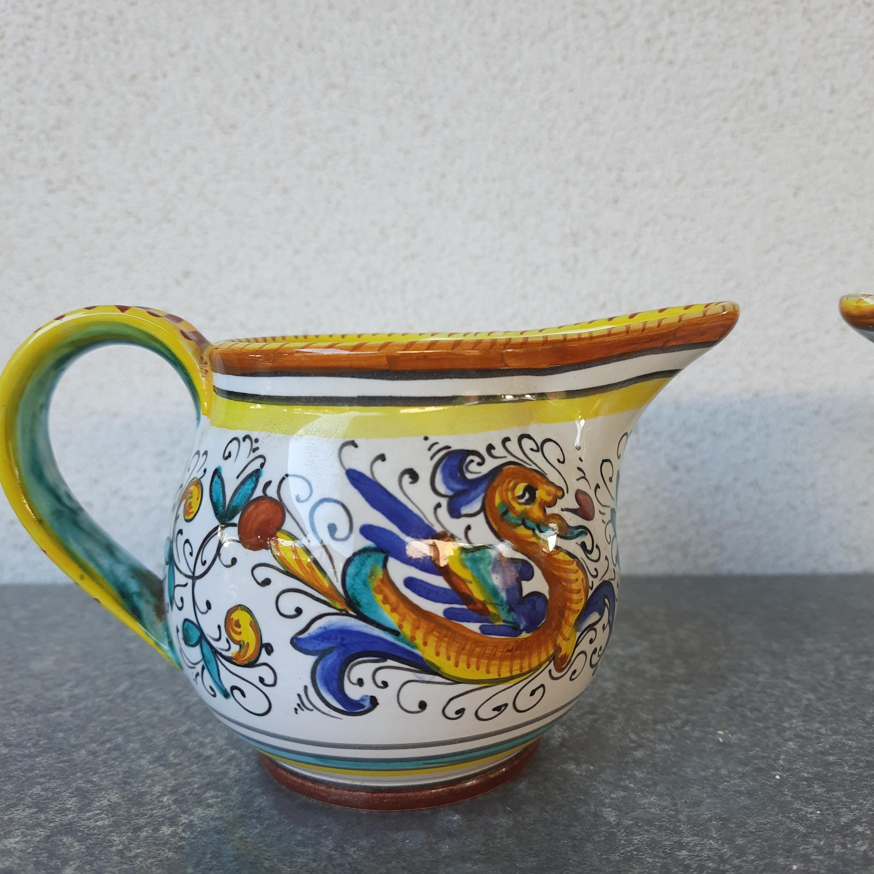 Brocca Gallo in ceramica decorata a mano Limone Nuovo - Ceramiche