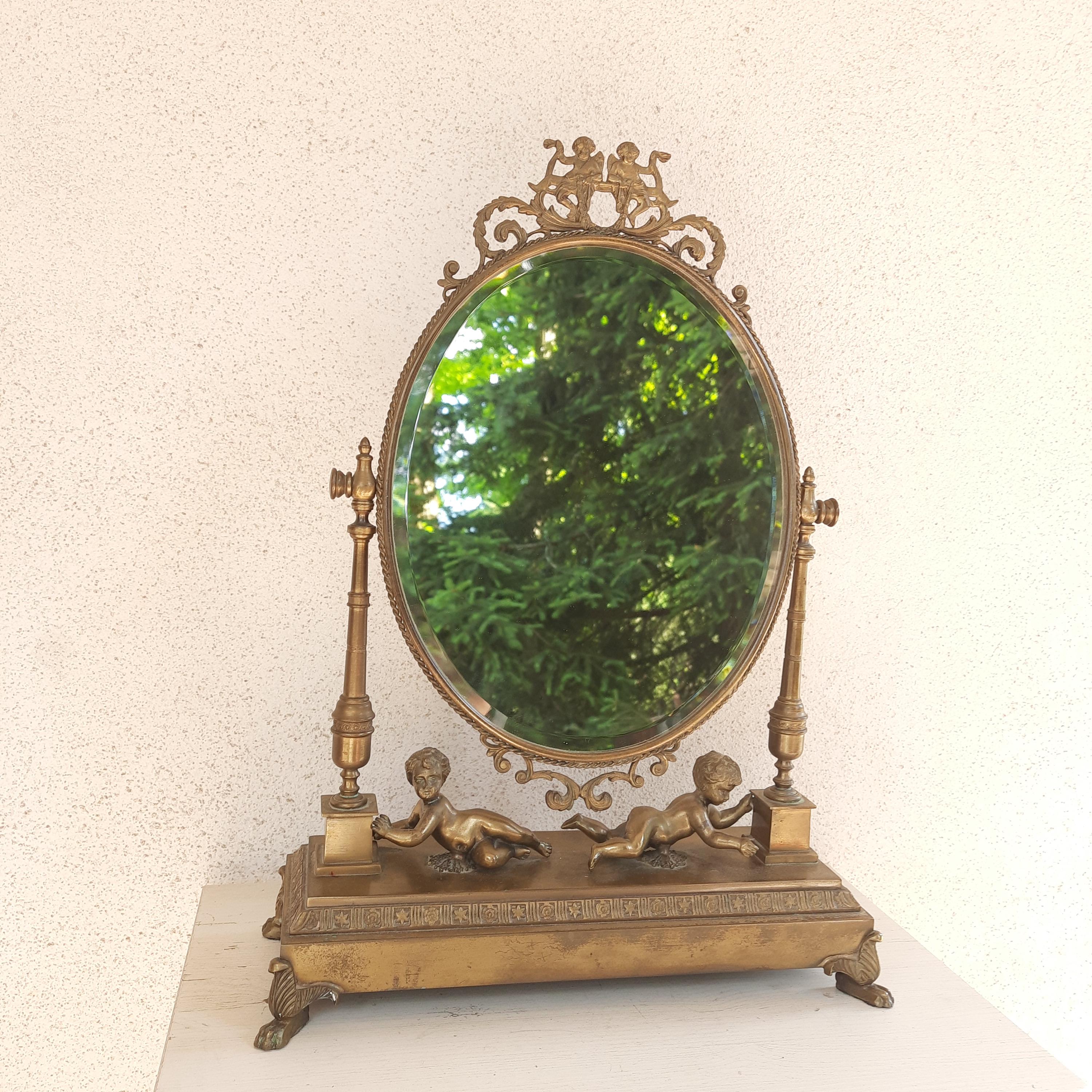 Specchio Da Tavolo Vintage Oro - Cornice Intagliata 30x24cm Per Trucco E Decorazione