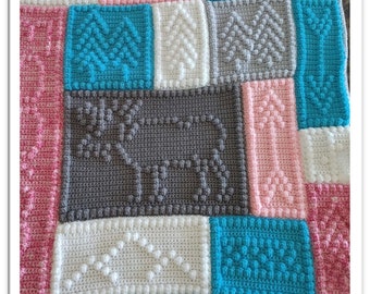 Moose Baby Blanket- Bobble Crochet Pattern