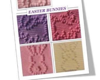 Easter Bunnies Bobble Crochet Afghan Squares-Patterns
