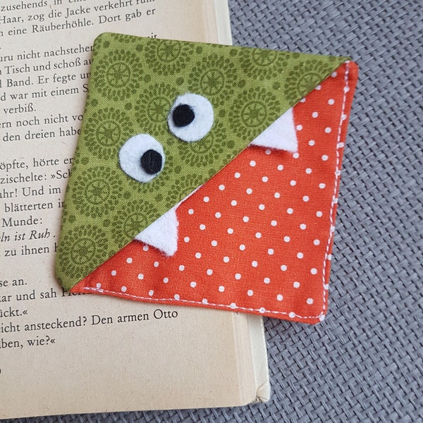 Lesezeichen "Seitenfresserchen", aus Baumwolle, Geschenkidee für Leseratten, Erstklässler