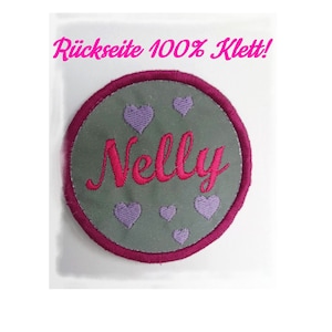 Klettie réfléchissante avec le nom souhaité dans la couleur souhaitée "coeur"