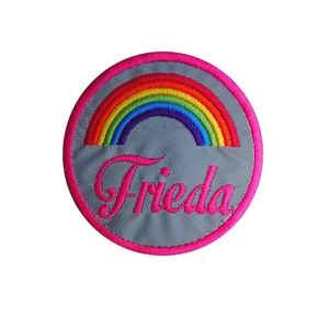 Velcro réflecteur pour cartables avec le nom souhaité Rainbow