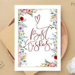 Wedding Card, Engagement, Best Wishes, New Job, Wedding Shower, Card for Her, Inside Sentiment, 5 x 7
