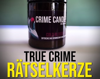 Original CRIME CANDLE "Cold Blooded Love" – Rätselkerze mit Duft, ideales Geschenk für True Crime Fans! True Crime Kerze