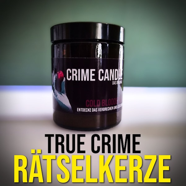 Original CRIME CANDLE "Cold Blooded Love" – Rätselkerze mit Duft, ideales Geschenk für True Crime Fans! True Crime Kerze