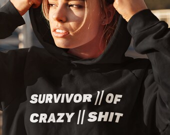 SURVIVOR – Hoodie unisex | 50% cotton | 6 sizes | Stylish Motivation Hoodie | Text Art Hoodie | MOOD SHIRTS collection | Cool Sayings Hoodie