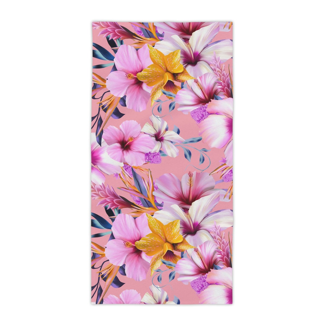 Tropicals 2 Pink Beach Towels Etsy