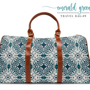 Travel Bag – Emerald Green #9 | PU Leather Duffle Bag | Bag with traditional &quot;Delft Blue&quot; Pattern | Designer Bag | Stylish Luggage Bag