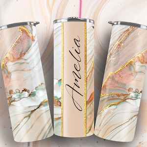 Gold Marble #1 – Add Your Own Name Skinny Tumbler Seamless Sublimation Design Download 20oz Straight and Tapered Alcohol Ink Marble Style