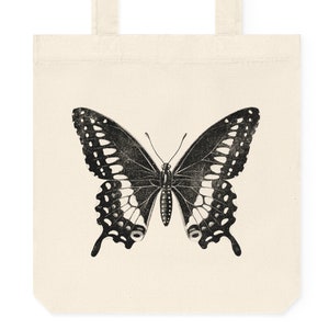 Eco Friendly Bag Minimalist Butterfly Design, Recycled cotton/poly. woven, Canvas Tote, Vintage Butterfly, Shoulder Bag image 5