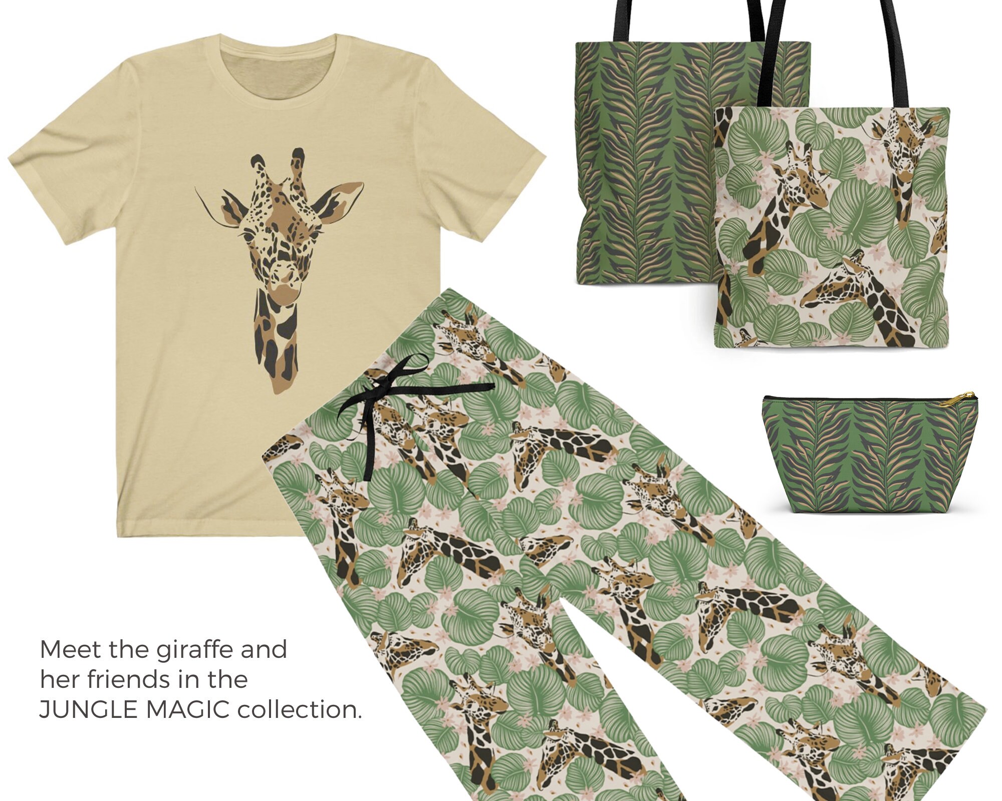 Giraffe Pajama Pants Pants with Jungle Design Relaxed fit 6 sizes for women Stylish Jungle Pattern Pants Homewear fashion pants
