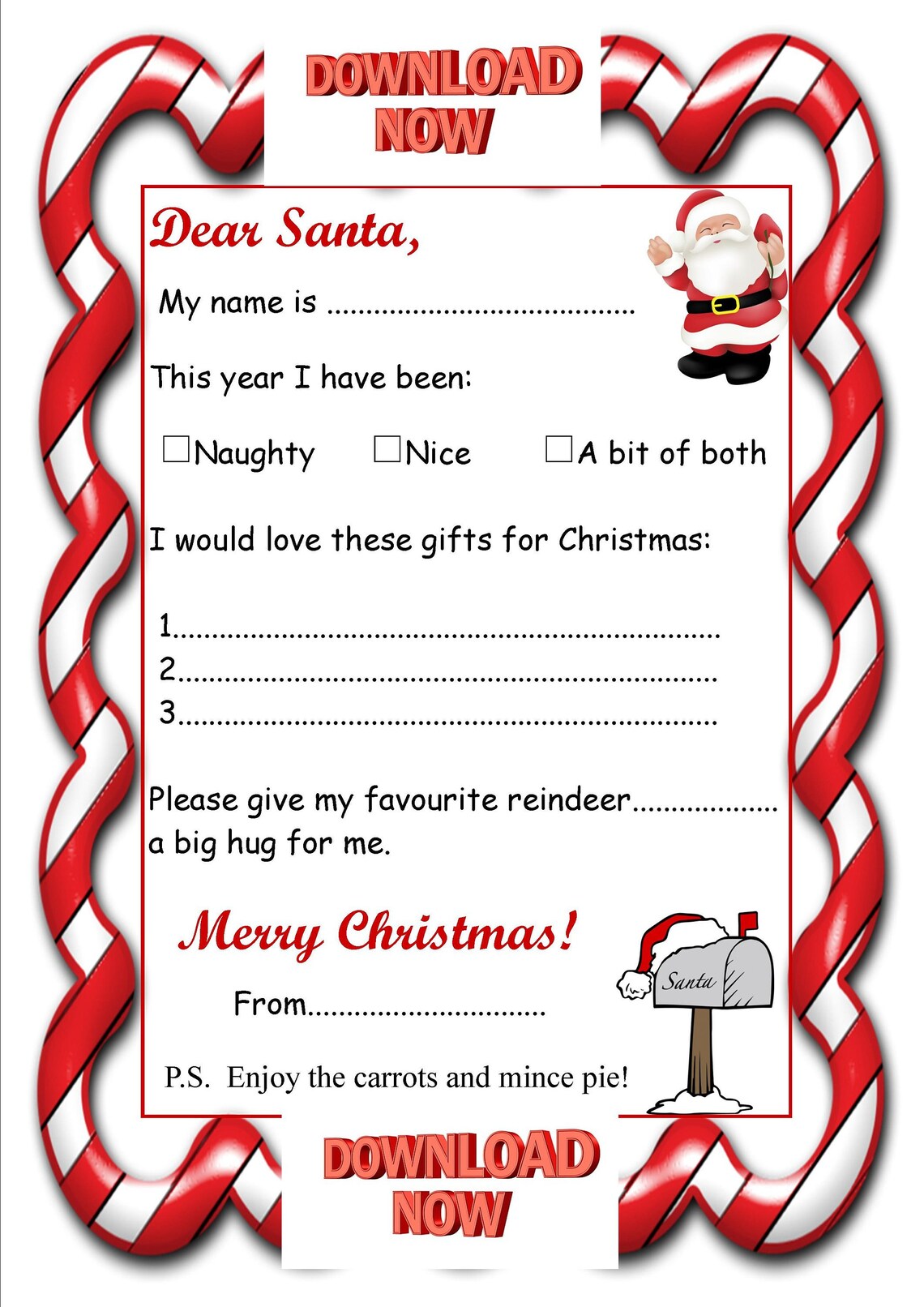 Printable Letter For Santa Instant Download A4 PDF Santa Etsy Printable letter for santa instant download a4 pdf santa etsy